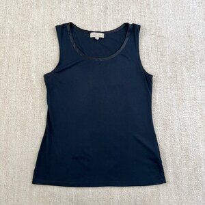 Banana Republic Factory Luxe Touch Satin Trim Blue Tank Top M